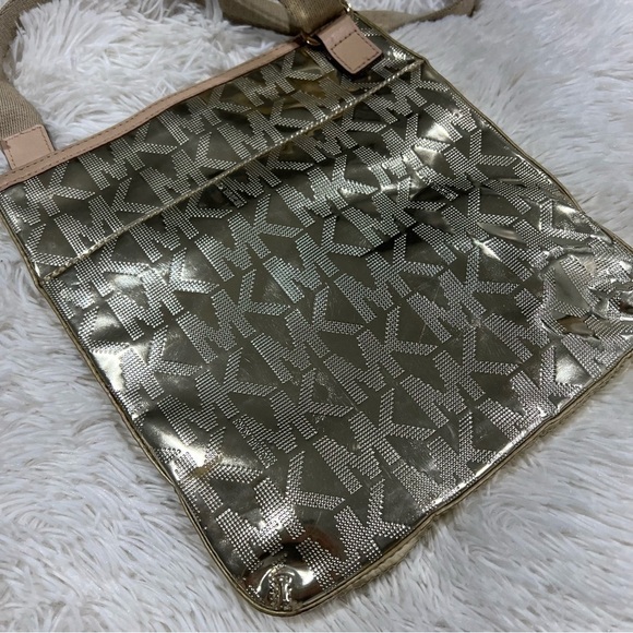Michael Kors Gold Mirror Metallic Crossbody Purse EUC - Picture 7 of 11